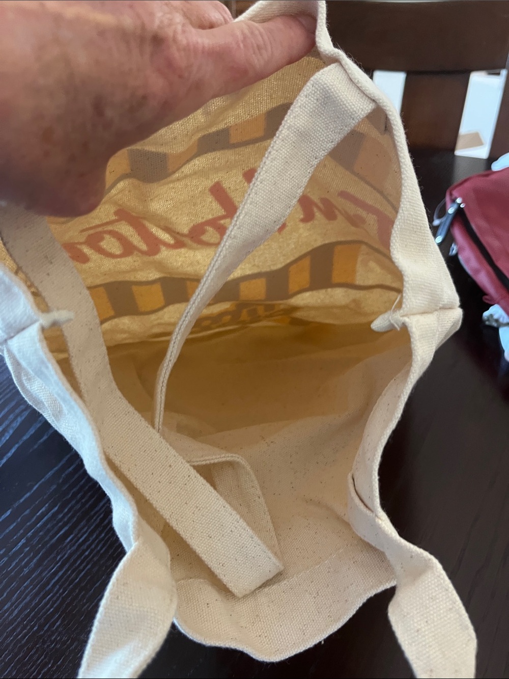 Tim Hortons Cream Canvas Tote Bag with Yellow & Black Accents - Picture 5 of 5